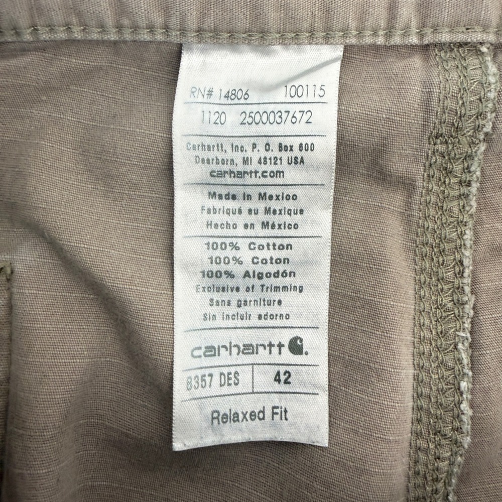 Carhartt Mens Relaxed Fit Ripstop Cargo Shorts Desert Tan B357 DES Size 42 - Picture 3 of 7